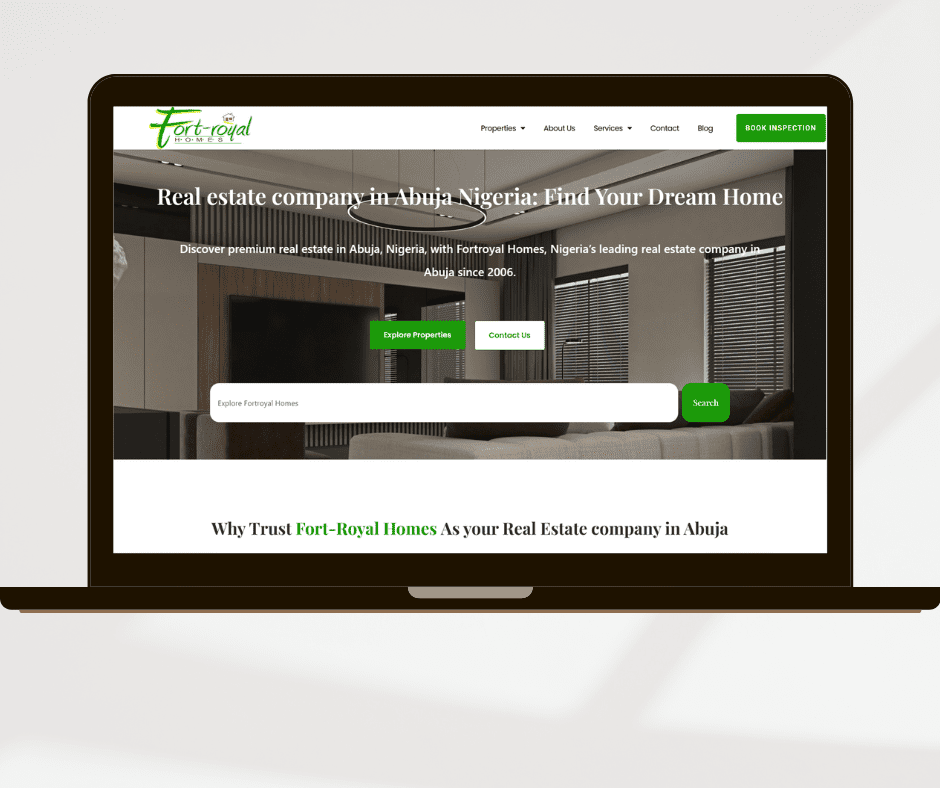 Fort-Royal Homes website laptop mockup