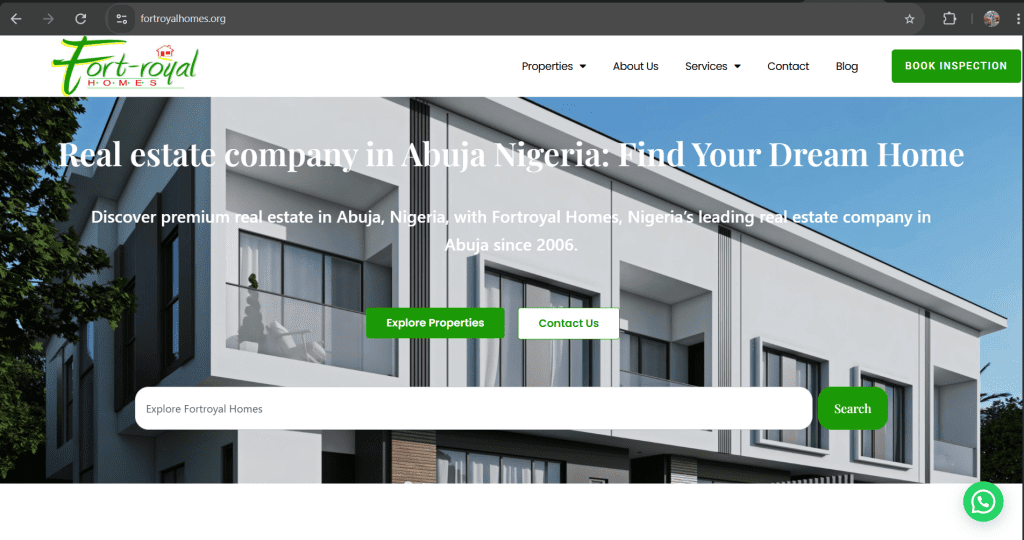Fort-Royal Homes Homepage hero section