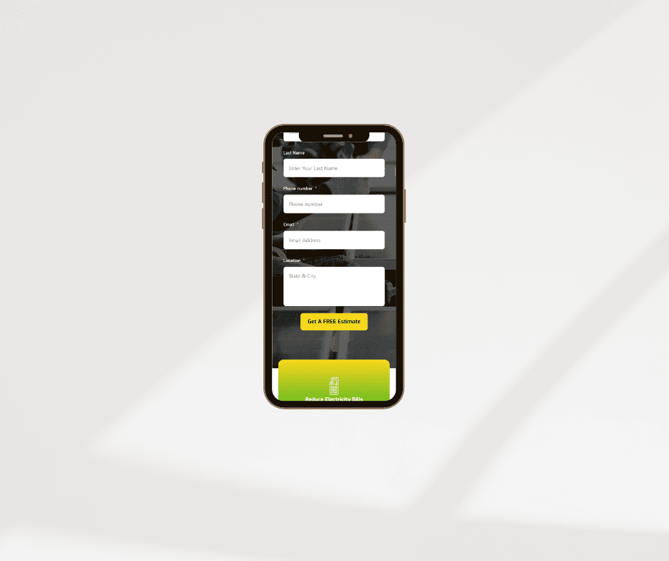 Phone screen website design mockup