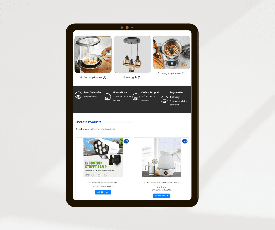 Vaslaco website tablet mockup