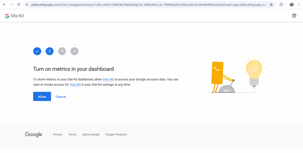 Turn on the metrics on the Google SIte Kit plugin dashboard