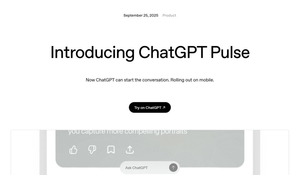 Introducing ChatGPT pulse by Openai