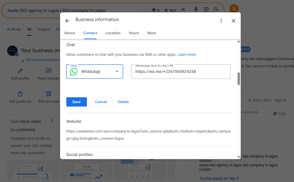 Adding a WhatsApp link for chat clicks