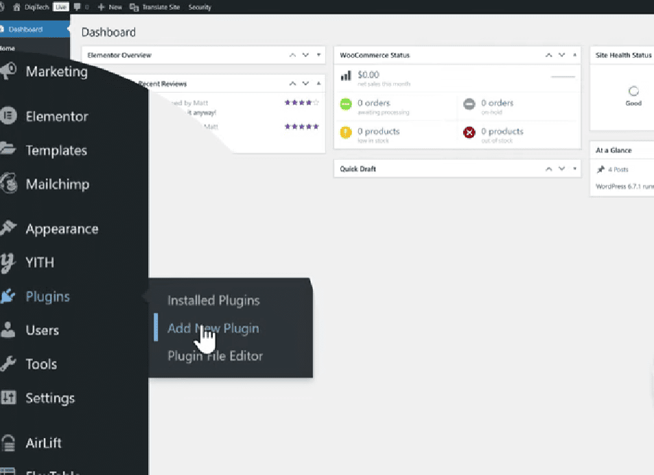Adding a new plugin in wordpress