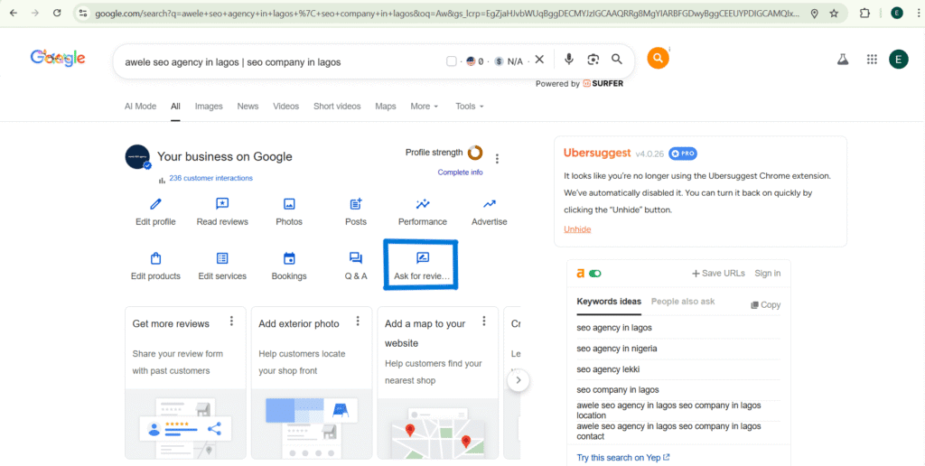 Link to ask for GBP reviews