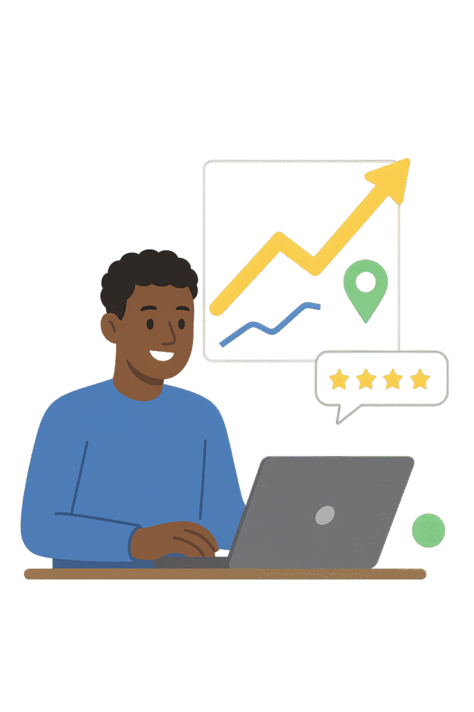 Business owner smiling from the result of a local SEO service